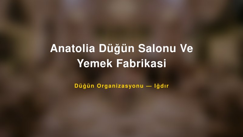Anatolia Düğün Salonu Ve Yemek Fabrikasi — Iğdır Kır Düğünü Mekanı Rehberi — 1